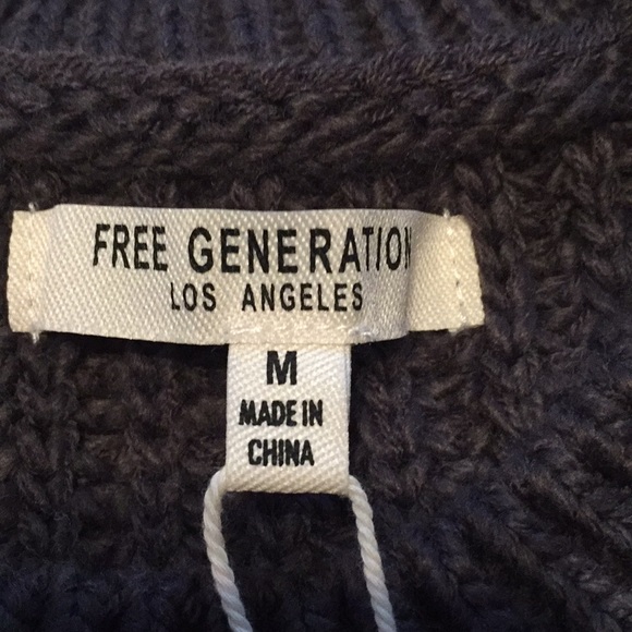 Free Generation Los Angeles Charcoal Sweater Med - Picture 4 of 4